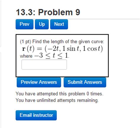 Solved Find The Length Of The Given Curve R T 2t 1