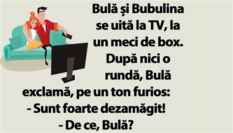 BANC Bulă și Bubulina se uită la TV la un meci de box