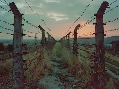 Premium Photo Barbed Wire Fence Stretching Into The Horizon At Sunset