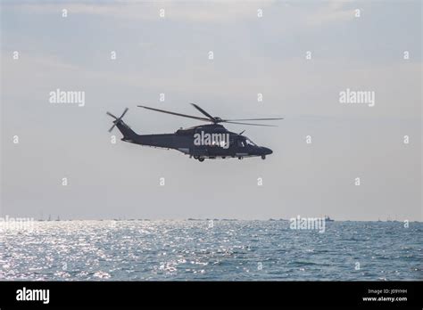 Military Helicopter Over The Water Flight Stock Photo Alamy