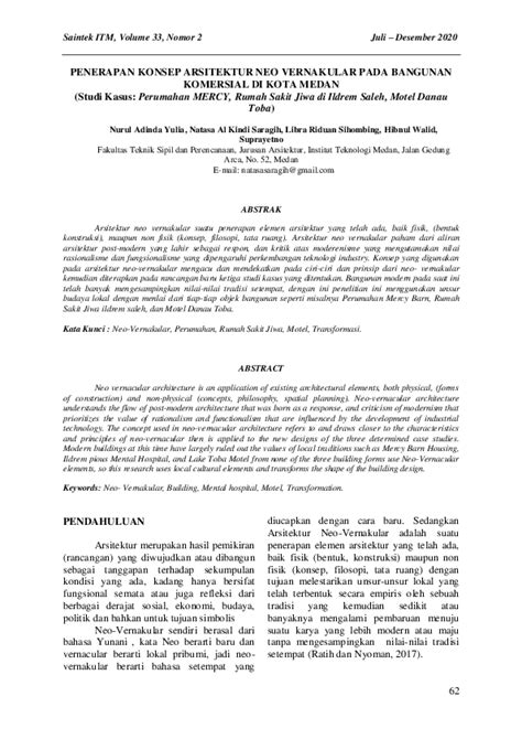 Pdf Penerapan Konsep Arsitektur Neo Vernakular Pada Bangunan