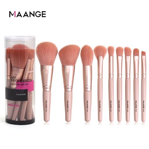 Maange 9pcs Makeup Brush Fluffy Full Make Up Brush Nylon Fiber Set