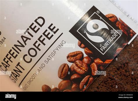 Fairtrade Logo On Jar Of Marks And Spencer Decaffeinated Instant Coffee