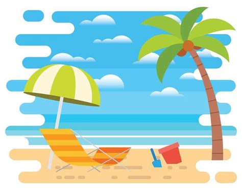 Beach Vacation Illustration 201210 Vector Art At Vecteezy