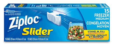 Ziploc Slider Easy Open Medium Zipper Plastic Freezer Bags 940 ML 15