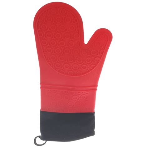 Silicone Oven Mitt Cooking Mitt With Extra Long Canvas Stitching Glove Heat Resistant Up To