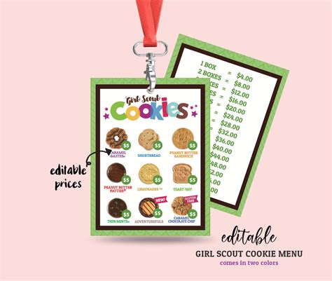 Abc Girl Scout Cookie Lanyard All 9 Cookies Printable Etsy