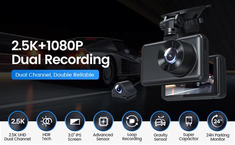 Gku K Dashcam Voiture Avant Arri Re Fhd P P Camera