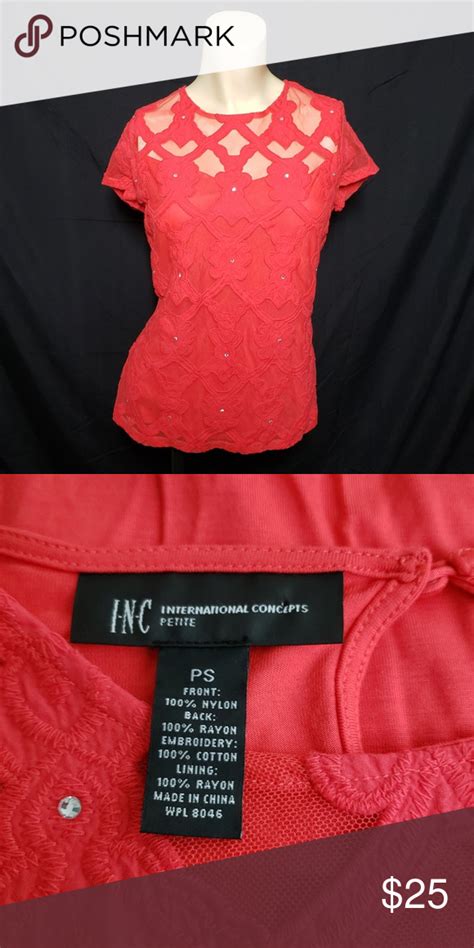 Inc International Concepts Lace Top 🔹️size Ps Approximate Measurements Laying Flat 17 Pit To