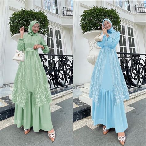 Jual Terbaru Gamis Rompi Inara Outer Kekinian Dress Kondangan Maxi Tile