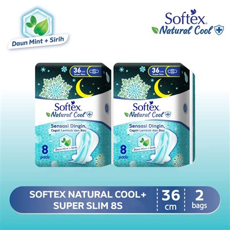 Jual Softex Natural Cool Super Slim 36cm 8s X 2 Packs Pembalut Cool