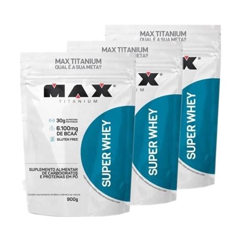 Combo Super Whey Isolado Max Titanium Concentrado Morango 900g 3