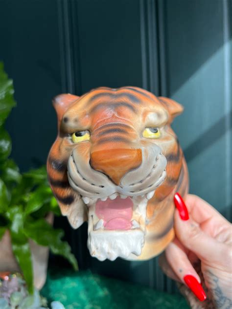 1950s Ceramic Tiger Head Wall Hanging Japan