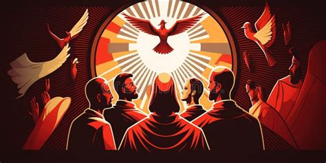 Illustration Of Pentecost Sunday Holy Spirit Dove Holy Spirit And Flame For Pentecost Stock