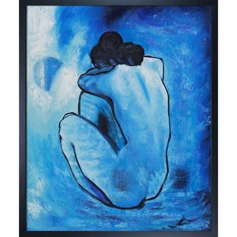 LA PASTICHE Blue Nude By Pablo Picasso Studio Black Wood Framed Oil