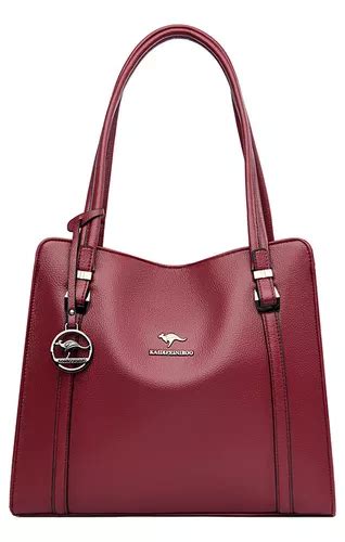 Bolso De Mano De Piel Auténtica Para Mujer Bolsa De Hombro Color Rojo