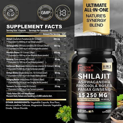 Himalayan Shilajit Energy Booster With Ashwagandha Rhodiola Rosea Panax