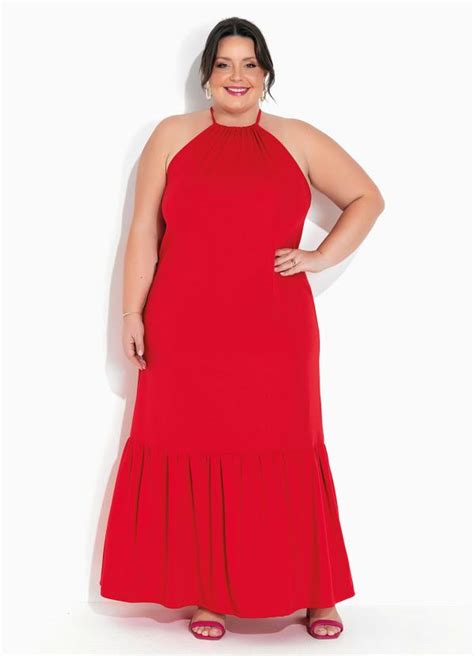 Vestido Vermelho Frente Única Plus Size Marguerite