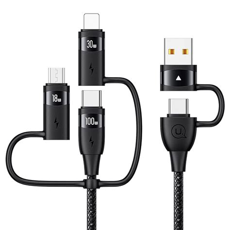 Wiredge Multi Charger Cable Multi Charging Cable 6 In 1 [100w Fast Charging] Usb A Usb C To Ip