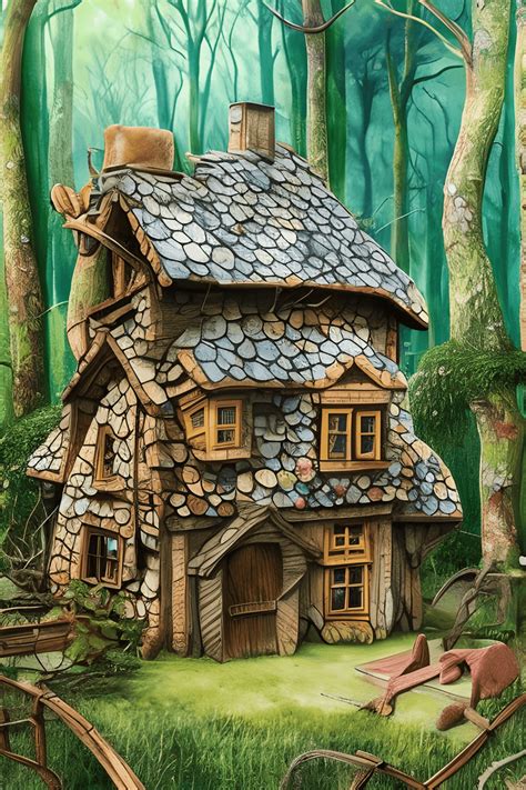 Magical Hansel and Gretel House in a Sunny Forest · Creative Fabrica