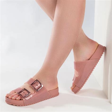 Chinelo birken Zaxy Partner III adulto 18063 nude gliter Rio Sul Calçados