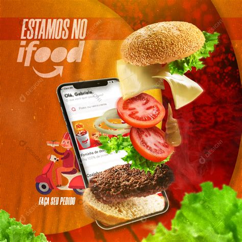 Social Media PSD Hambúrguer Editável iFood Hamburgueria download