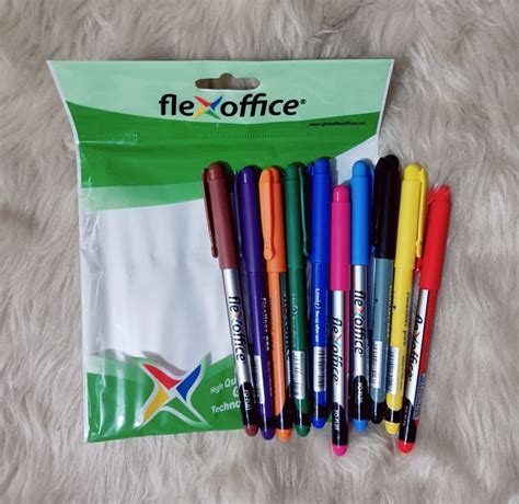 12 Pcs FLEXOFFICE FLEXSTICK NEO FINE LINER And LARIS BLACK AND BLUE