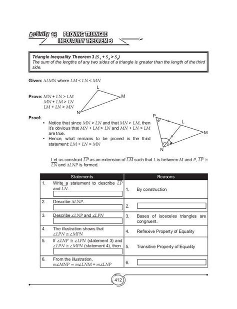 Triangle Inequality Theorem Worksheet E Streetlight