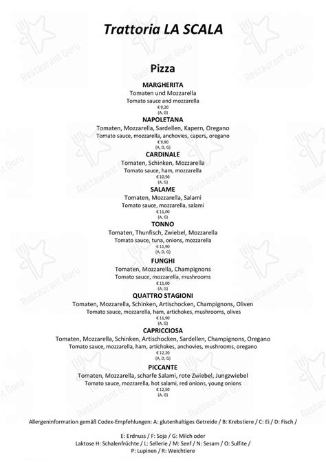 Menu At Trattoria La Scala Pizzeria Vienna Elisabethstra E