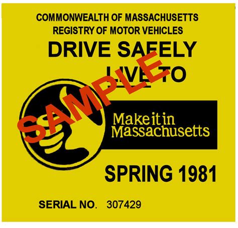 1981 Massachusetts SPRING INSPECTION Sticker - $20.00 : Bob Hoyts ...