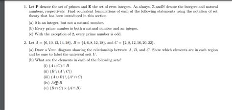 Solved 1 Let P Denote The Set Of Primes And E The Set Of