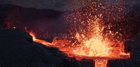 Volcano Eruption Lava Flow Iceland Stock Photo - Image of ground ...