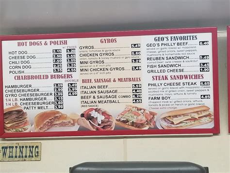 Menu At Geos Gyros Fast Food Burbank