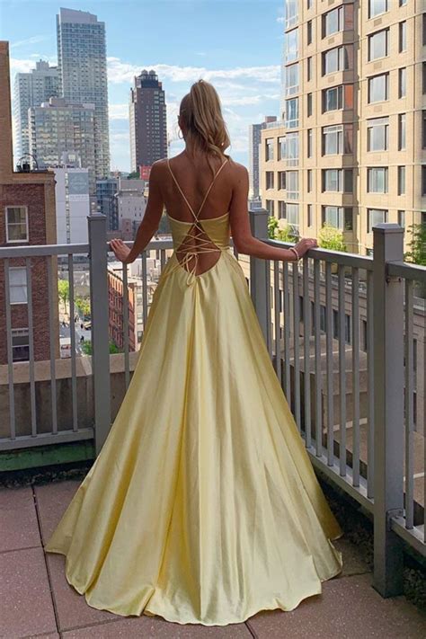 Cross Back Yellow Long Prom Dresss Prom Dresses Yellow Prom Dresses