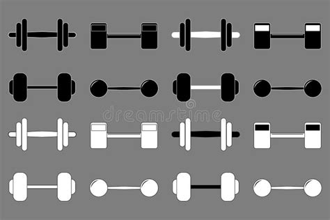 Dumbbell Icon Set Various Different Kinds Black White Stock Vector ...