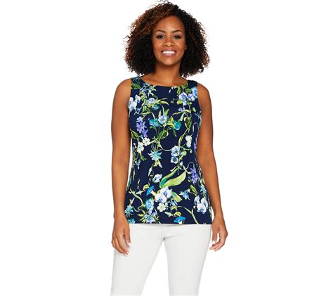 Susan Graver Printed Liquid Knit Sleeveless Top Page 1 —