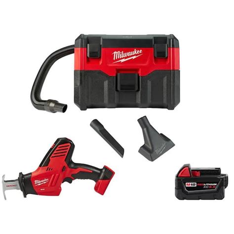 Milwaukee M18 18 Volt 2 Gal Lithium Ion Cordless Wet Dry Vacuum With Hackzall Reciprocating Saw