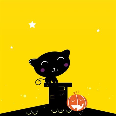 Black Cat Silhouette In Night Town Stock Vector Image By ©beeandglow 2917341