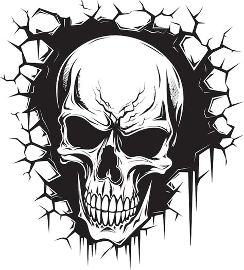 Havoc Oculto Muralla Agrietada Emblema Vectorial De La Calavera Cripta