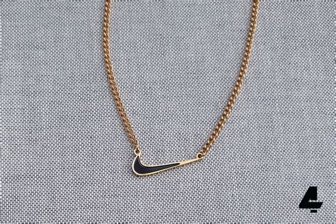 Unisex Swoosh Pendant Necklace Nike Inspired Gold And Black