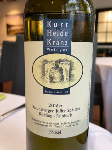 Kurt Heide Kranz Brauneberger Juffer Spätlese Riesling Feinherb Vivino