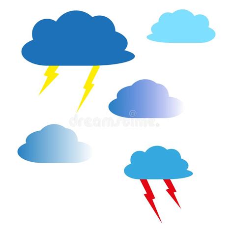 Clouds Of Lightning Overcast Sky Rainy Day Vector Illustration