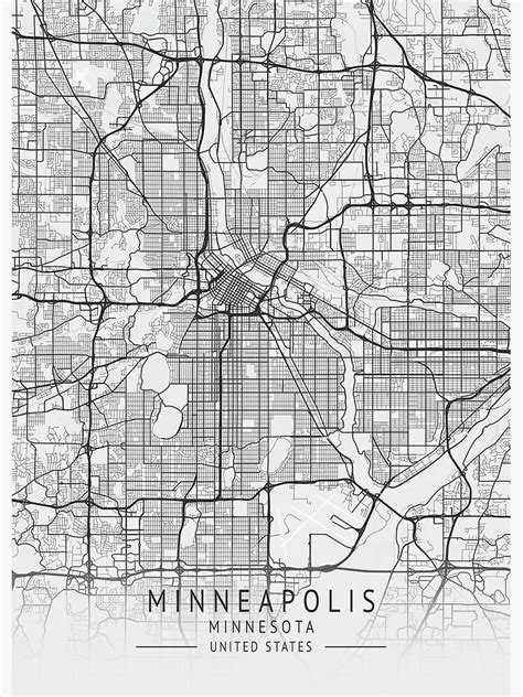 Minneapolis Minnesota US Gray City Map Poster For Sale By