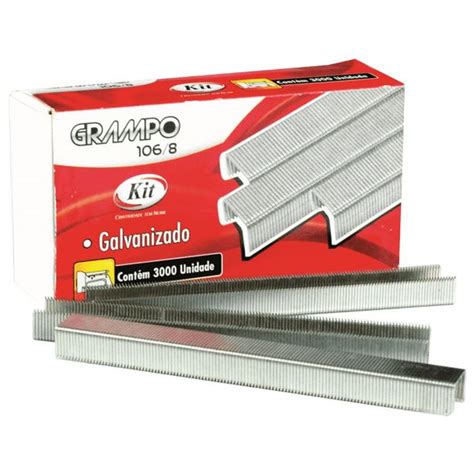 GRAMPO 106 8 GALVANIZADO C 3000 UNIDADES KIT Papelaria Zap Ltda