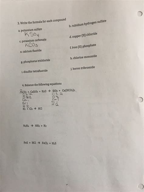 Solved 3 Write The Formula For Each Compound B Rubidium