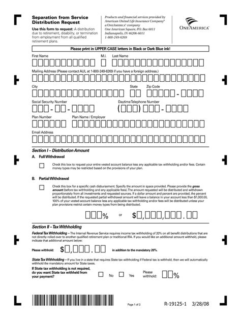 One America 401k Withdrawal Fill Online Printable Fillable Blank