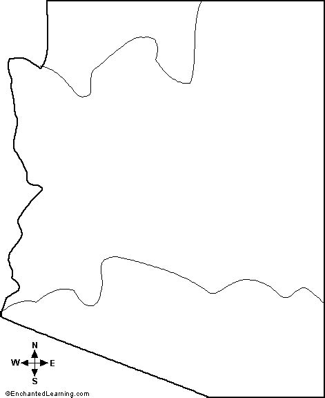 Outline Map Arizona - EnchantedLearning.com