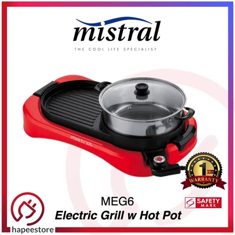 Mistral Multifunctional In Electric Grill With Hot Pot MEG Steamboat BBQ Shopee Singapore
