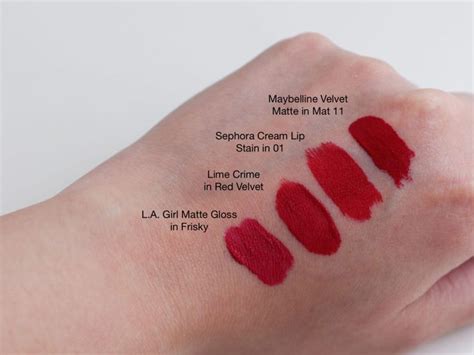 Red Liquid Lipstick Swatches Maybelline Velvet Matte Sephora Cream Lip Stain Sephora Lip