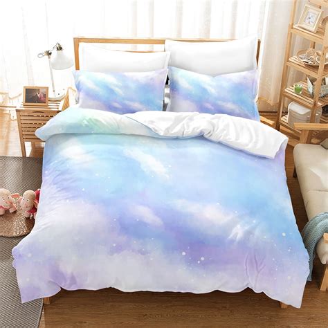 Rainbow Galaxy Bedding Set Girly Glitter Duvet Cover Set Colorful